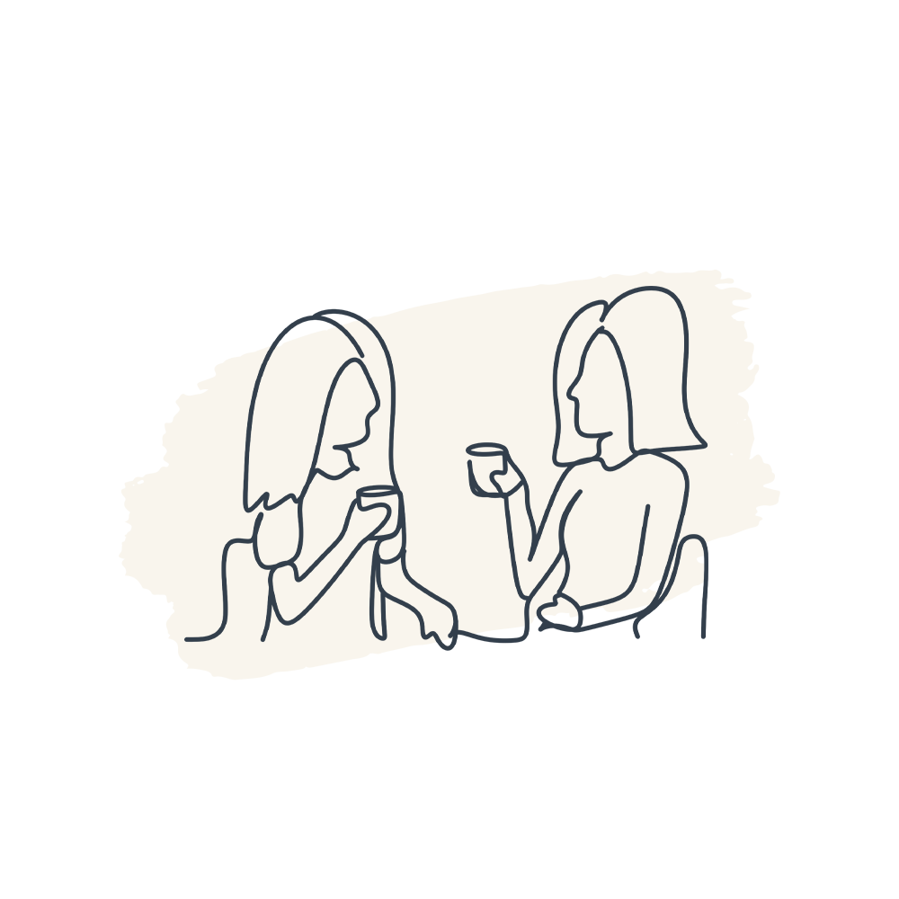 women chatting with splodge